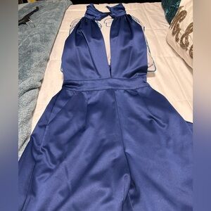 Elegant Blue Halter Jumpsuit